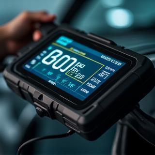 Outil diagnostic branché sur une voiture
