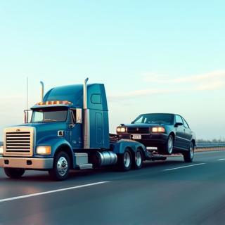 Dépanneuse remorquant une voiture